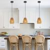 7" Set of 3 Rustic Hemp Rope Pendant Light, Handcrafted Farmhouse Hanging Light Fixture, Adjustable Height Ceiling Lamp for Kitchen Island
