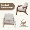 Modern Accent Lounge Chair with Armrests and Cushion, Wooden Frame Reading Chair for Living Room or Bedroom, Beige