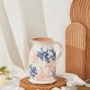 Floral Pattern Flower Pitcher Vase, Farmhouse vase with Handle, Ceramic Modern Pitcher Vase for Home DÃ©cor, Cute Water Jug.