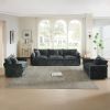 Sofa Set of 3, 1+1+3 Seats Living Room Sofa Set, Accent Chair, Loveseat, and Three-Seat Sofa Modern Style Round Arms 3 Piece Sofa Set, Gray Chenille