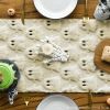 Mode Beige Ghost Soft Plush Faux Fur Jacquard Halloween Table Runner