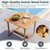 5-Piece Acacia Wood Patio Dining Set, 4-Person Outdoor Square Table & Armchair Set with Umbrella Hole