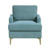 Modern Comfort Accent Chair 1pc Peacock Color Chenille Upholstery Gold Finish Metal Legs Living Room Furniture Durable Plywood