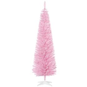 6' Artificial Pencil Christmas Tree, Slim Xmas Tree with 390 Realistic Branch Tips and Plastic Stand, Pink (Option: Pink-800x190x190 mm)
