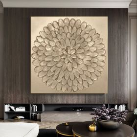 Handmade Oil Painting Original Blooming Flower oil Painting On Canvas  Abstract Textured Wall Art Gold Floral Painting Custom Home Decor Bedroom Wall (style: 01, size: 150x150cm)