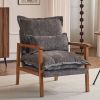 Cloud Shaped Indoor Leisure Chair with Solid Wood Armrest & Solid Wood Frame, Chenille Fabric Accent Chair with Lumbar Pillow
