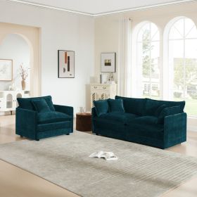 2 Seater Loveseat and Chair Set, 2 Piece Sofa & Chair Set, Loveseat and Accent Chair (Color: as Pic)