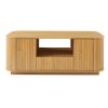 46.5"modern luxury oval coffee table with drawers and storage compartments, curved contour design, living room center coffee table