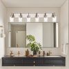 6-Light Bathroom Vanity Light, Modern Matte Black/ Brushed Nickel Wall Sconce Lighting with Clear Glass Shade
