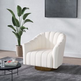 Arc velvet pink green white swivel chair armchair living room and bedroom (Color: beige)