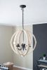 6 - Light Wood Chandelier, Hanging Light Fixture with Adjustable Chain for Kitchen Dining Room Foyer Entryway, Bulb Not Included