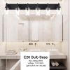 6-Light Bathroom Vanity Light, Modern Matte Black/ Brushed Nickel Wall Sconce Lighting with Clear Glass Shade