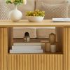 46.5"modern luxury oval coffee table with drawers and storage compartments, curved contour design, living room center coffee table