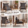 Cloud Shaped Indoor Leisure Chair with Solid Wood Armrest & Solid Wood Frame, Chenille Fabric Accent Chair with Lumbar Pillow