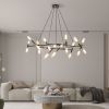 41" Black & Golden Modern Chandelier Light Fixture, Branch Design with Frosted Tubes, Black Cords, Adjustable Height Pendant Light for Dining Room